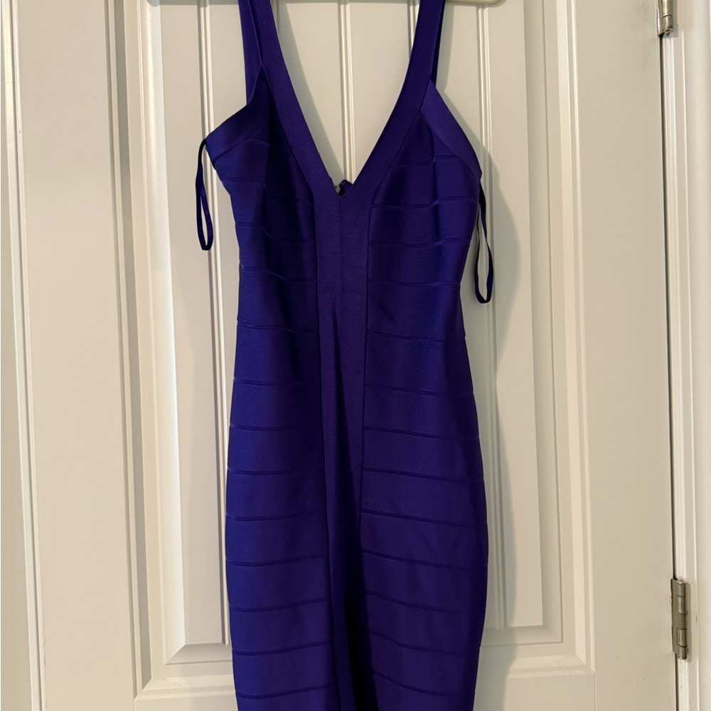 French Connection Purple Bodycon V-Neck Dress
